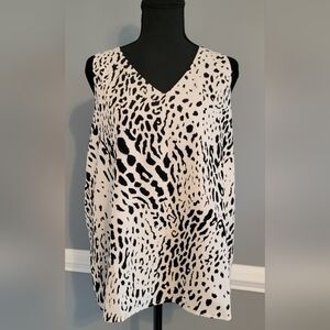 Everly Black and Cream V-Neck Animal Print Sleeveless Camisole